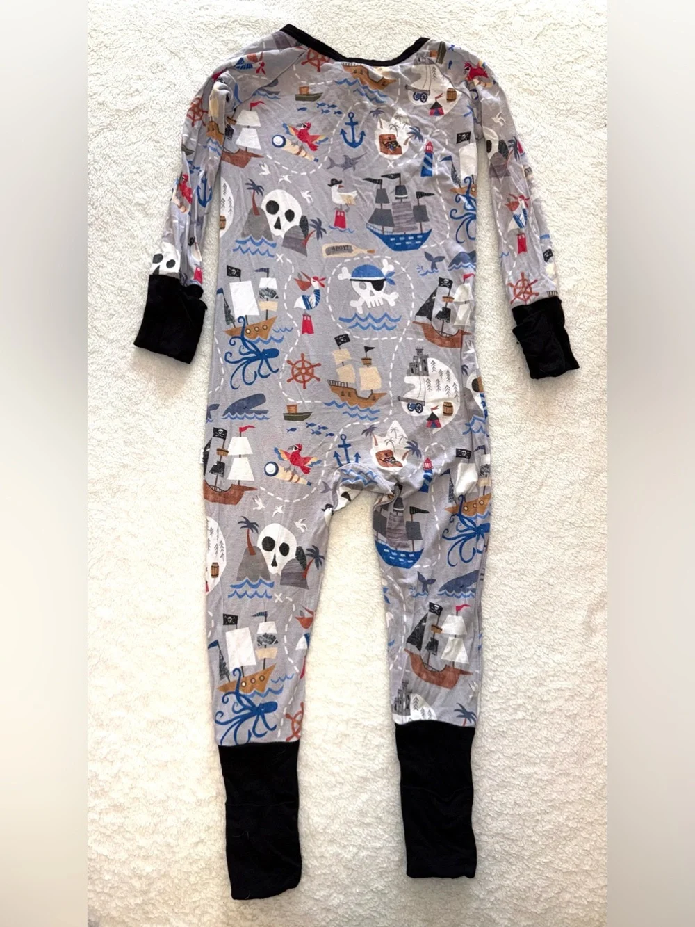Little Sleepies limited edition, bamboo Pirate's Map print, size 12-18 mos.